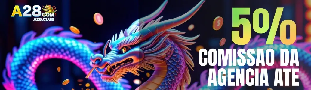 Ilustração do programa de comissão de 5% da agência para afiliados do A28 cassino.