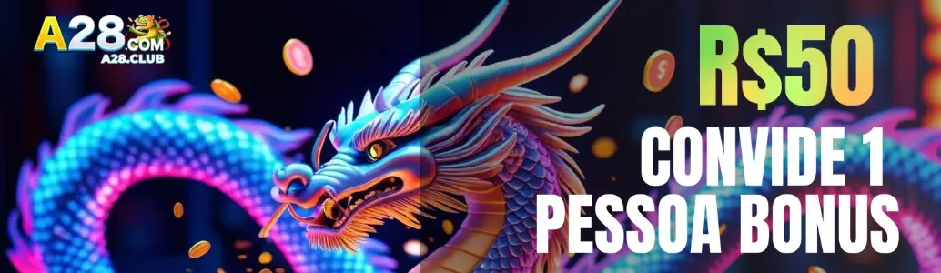 Imagem destacando bônus de R$50 por indicar um amigo no A28 app.
